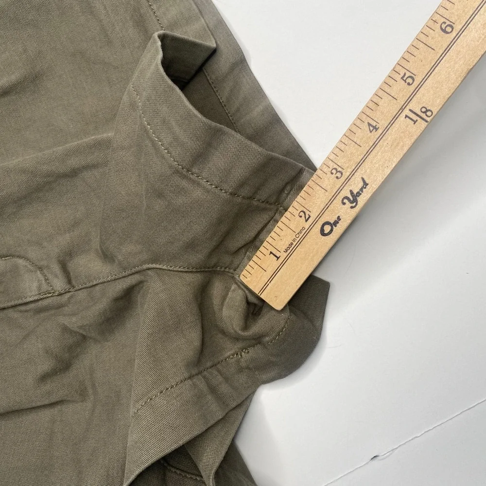 Free People‎ Olive Green Pleated High Waisted Linen Blend Shorts Women Size 2